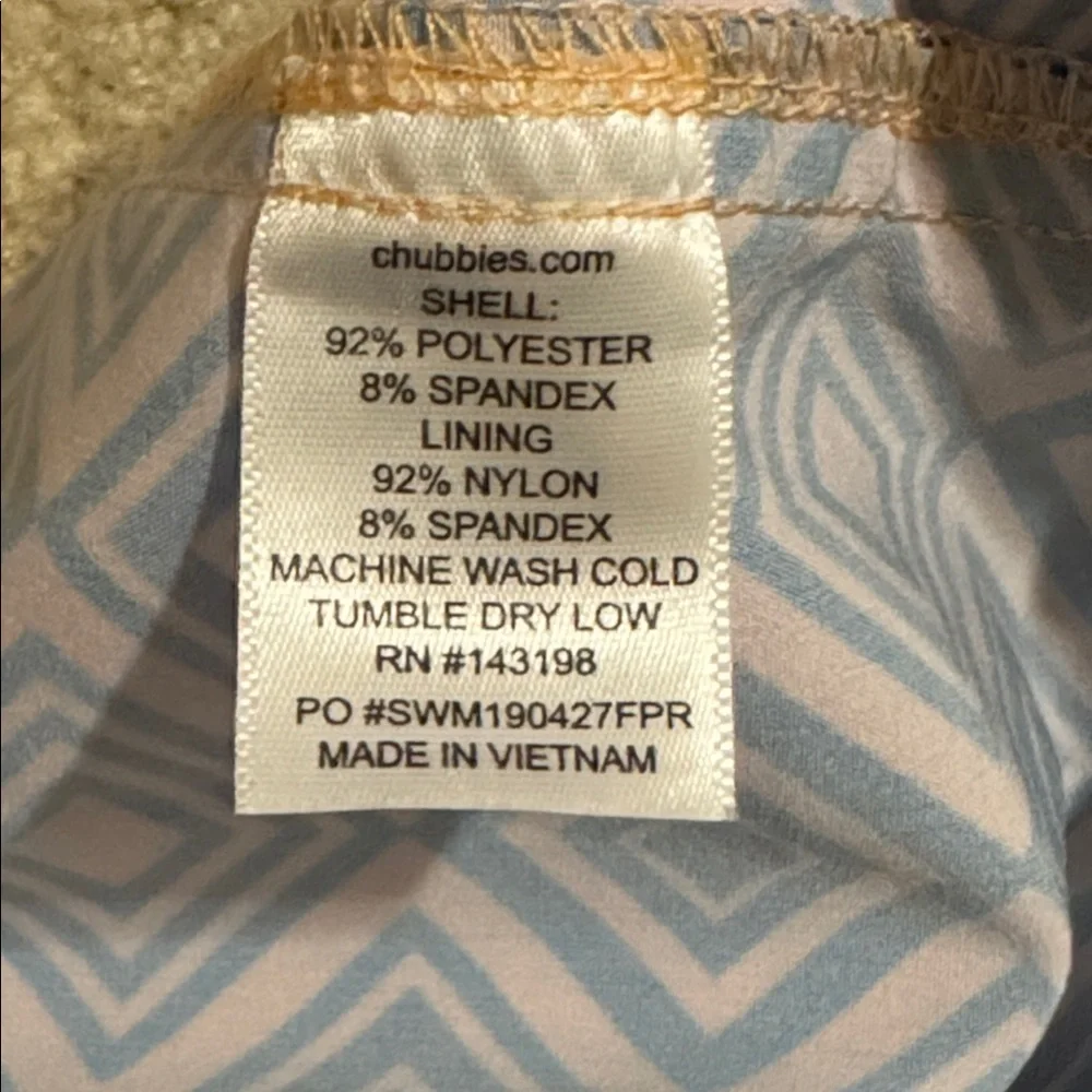 Chubbies Geometric Print 5.5” Swim Trunks Blue Pink Lined Beach-Medium